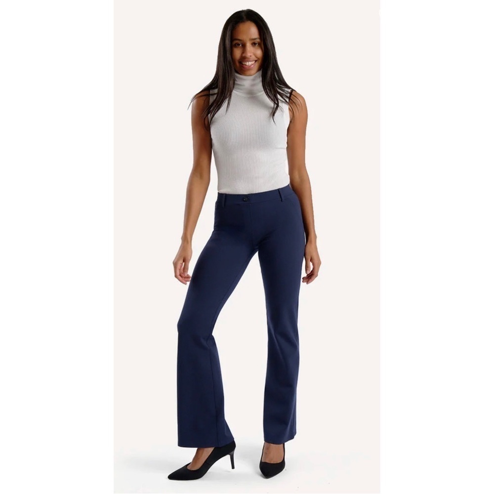 Betabrand Boot-Cut Class Yoga Dress Pant in Navy